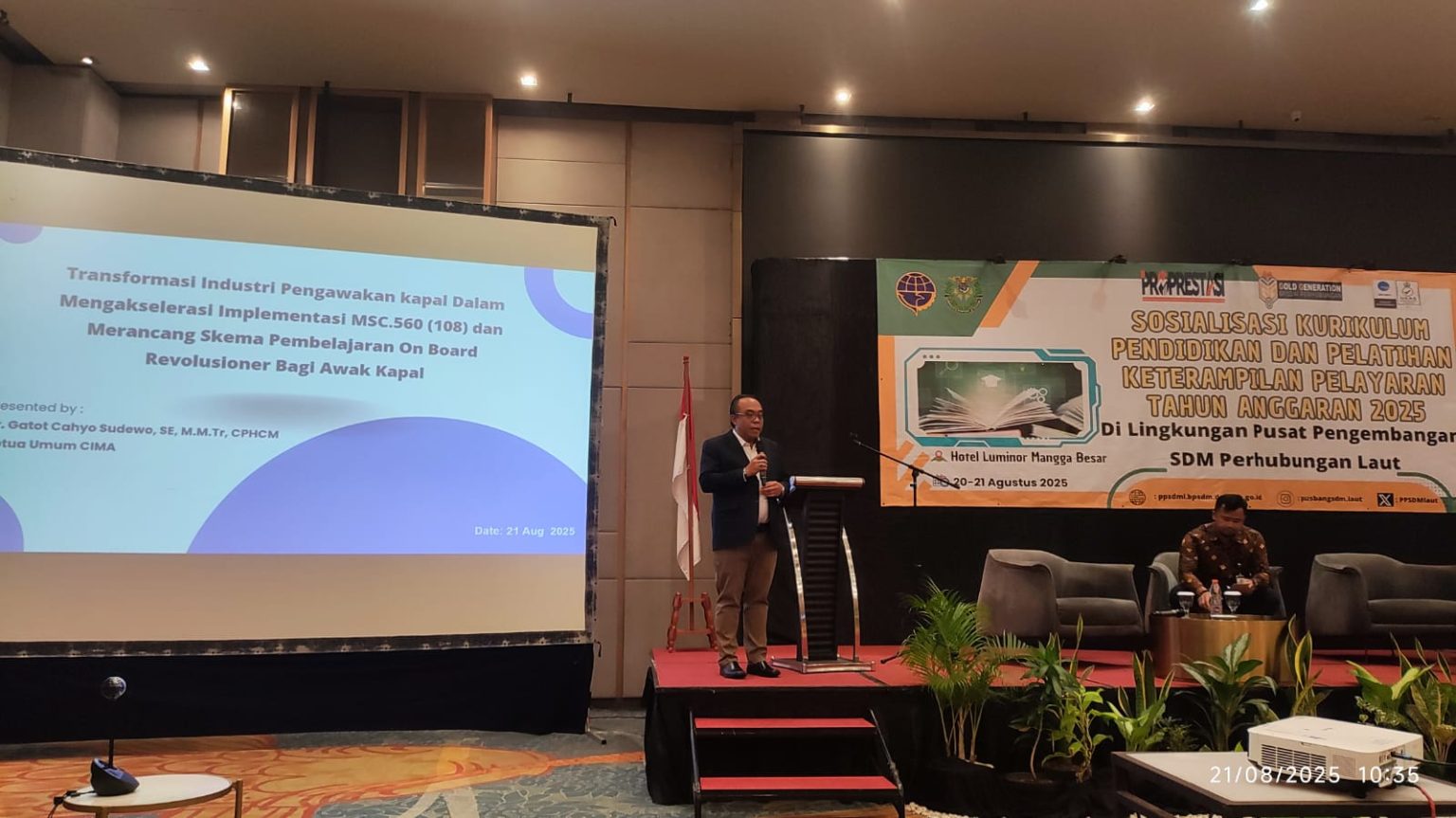 Ketum CIMA Menjadi Narasumber pada Sosialisasi Kurikulum Diklat Keterampilan Pelayaran Kementerian Perhubungan